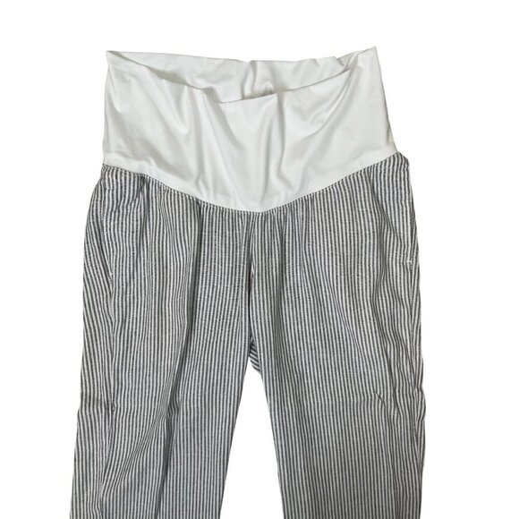 Old Navy Maternity Full-Panel Striped Linen-Blend Tailored Straight Pants Large - Picture 4 of 9